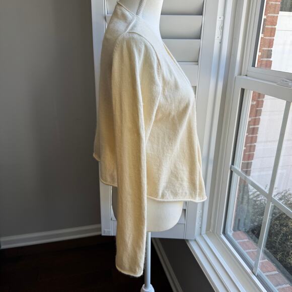 Vintage GAP Sweater Womens M Pale Yellow Open Cardigan Cotton Angora Blend Y2K - Picture 5 of 12